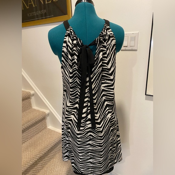 WHBM reversible halter dress - 2 dresses in 1! Zebra print and LBD, size 12 - Picture 2 of 4
